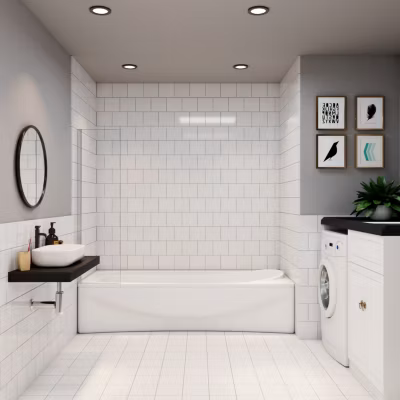 pare baignoire Argent 40x130cm,paroi fixée,5mm verre anticalcaire,style industriel et Installation réversible