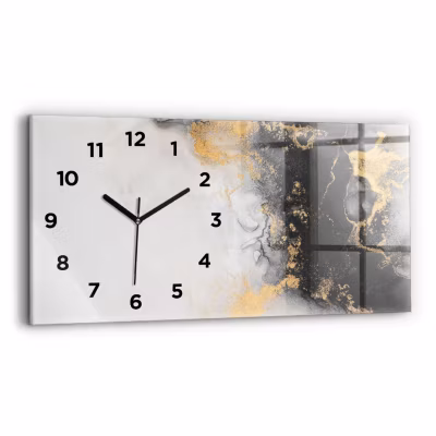 Horloge murale Wallfluent 60×30 cm Avec chiffres Aiguilles noires Art en marbre 1 pcs