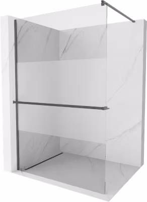 Mexen Kioto+ paroi de douche avec étagère Walk-in 110 x 200 cm, transparent/givre, gris pistolet brossé – 800-110-121-66-35