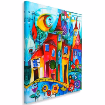 Tableau sur toile, Maisons colorées 40×60 cm