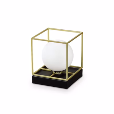 Grande Lampe de Table Cube Décorative Laiton Satiné, G9
