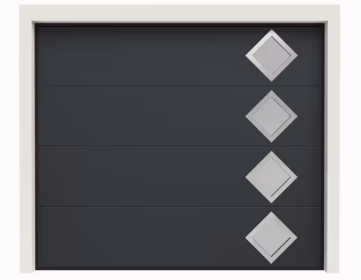 Porte de Garage Sectionnelle Motorisée 240×200 CASTRIE – Gris lisse