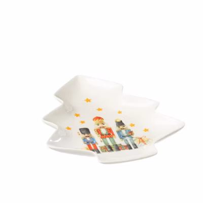 Assiette en forme de sapin en céramique blanche 25.5×21.2×2.8 cm