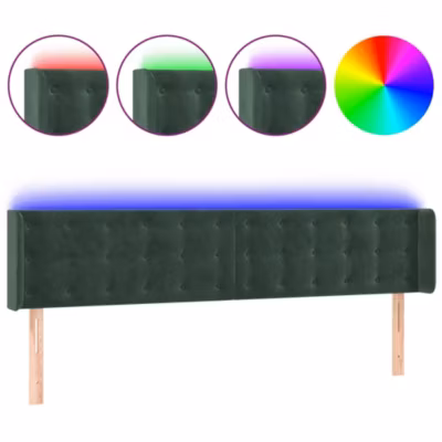 Tête de lit à LED Vert foncé 203x16x78/88 cm Velours vidaXL