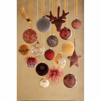 Boite de 4 boules de Noël en verre Bordeaux 12x12x12 cm