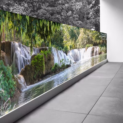 Brise vue Trompe l&rsquo;oeil – 120×390 cm – Cascades 3617689694375