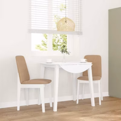 vidaXL Chaises à manger coussins 2 pcs blanc bois massif caoutchouc, chaise à dîner, chaise, chaise de salon, chaises à 4102447