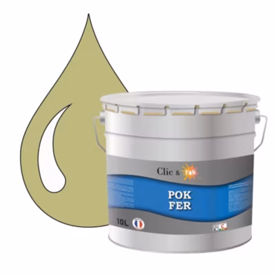 Peinture fer antirouille – Laque extérieure Semi-Brillante POK FER – 10L – RAL 1000 – Beige Vert