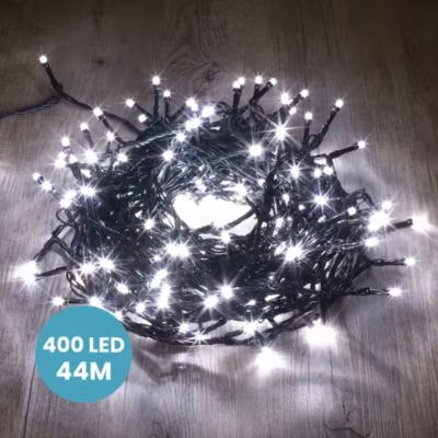 Guirlande Lumineuse 44m Câble Noir 400 Leds Blanc froid