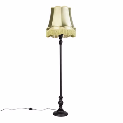 Lampadaire noir avec abat-jour vert granny – Classico