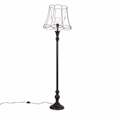 Lampadaire noir avec abat-jour à cadre ajouré 45 cm – Classico