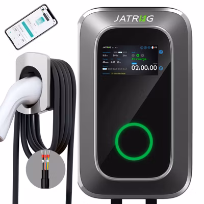 JATRHG S1 borne de recharge IP66 pour véhicules électriques, 22 kW / 32 A, triphasé, avec câble type 2 de 12 m