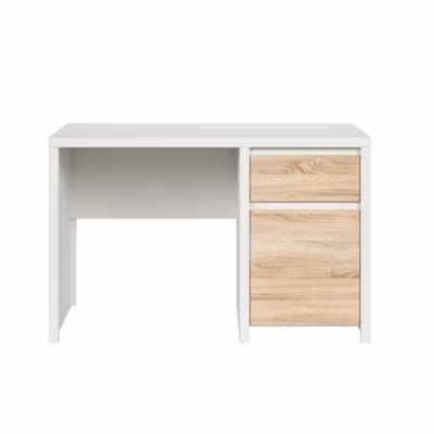 Bureau 1 porte 1 tiroir Soren Blanc et Bois