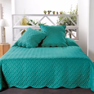 Couverture molletonné surpiquage graphique (250×260 cm – Vert)