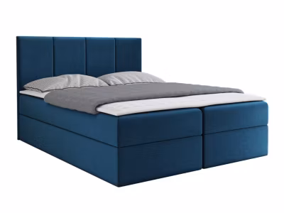 Lit continental Baltimore 147, Double, Bleu, Tissu, Disponible