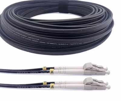 Elfcam – 120m Câble Fibre Optique OS2 LC/UPC à LC/UPC, Duplex Monomode 9/125um, Acier Blindé, Extérieur/Intérieur, LSZH