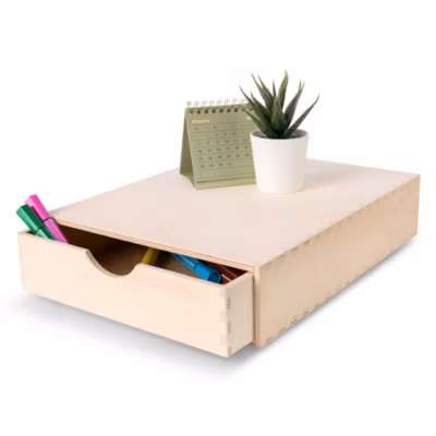 Creative Deco Petite Commode Bois – 1 Tiroir – 33 x 25 x 7 cm – Organiseur Bureau – Rangement Bureau Organisateur – Petit Meuble