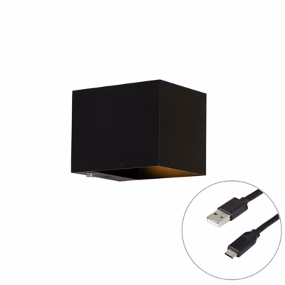 Applique murale noire avec LED et variateur tactile rechargeable – Joris