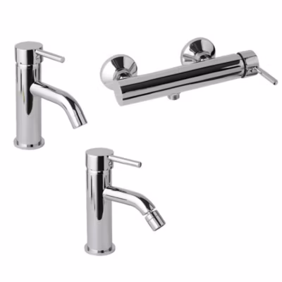 Ensemble Robinet Lavabo, Bidet, Groupe Externe Douche Chromés – Fassa