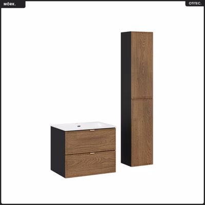 Ensemble de meubles sous vasque – 60 cm – avec Plan – Vasque – Colonnes – MÖRK