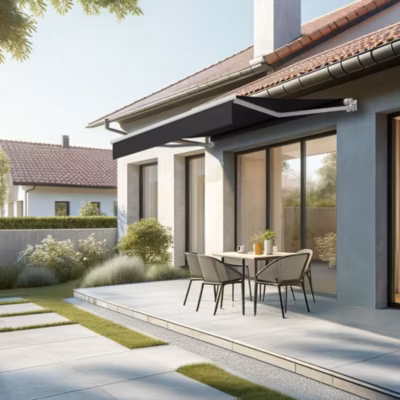 Store banne loggia LOCUS 3,00×2,00m (Motorisé à Télécommande – Noir – Blanc)