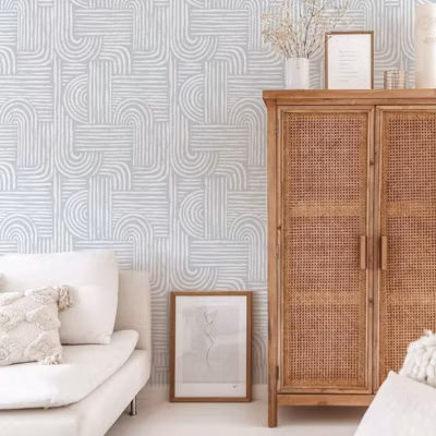 Papier peint adhésif labyrinthe bleu en vinyle lavable et amovible – 1 rouleau 50×300 cm – Decochic