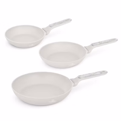 Berlinger Haus Lot de 3 poêles antiadhésives en aluminium forgé pour induction, manche ergonomique, sans PFOA, collection Taupe