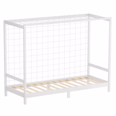 Lit d&rsquo;enfant ML-Design 90×200 cm blanc en bois de pin avec but de football et sommier à lattes