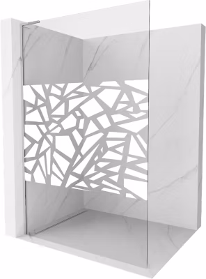 Mexen Kioto L paroi de douche Walk-in 120 x 200 cm, motif blanc, chrome – 800-120-103-01-85