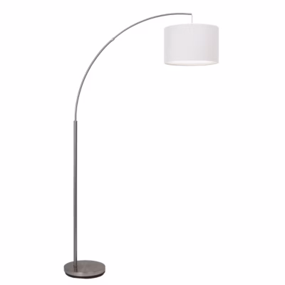 CLARIE Lampadaire 1L fer/blanc E27 60W – métal/textile – ampoule non incluse
