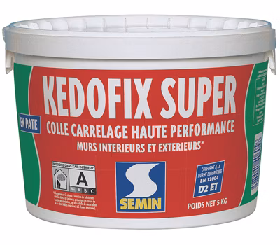 Colle pour Carrelage Haute Performance Kedofix Semin, Prêt à l’emploi, Intérieur/extérieur, seau de 5 kg