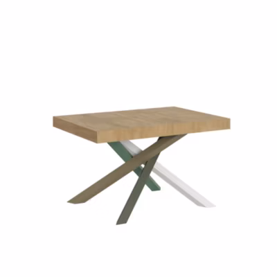 Table extensible 140/400×90 cm Volantis chêne naturel pieds multicolores 4/A