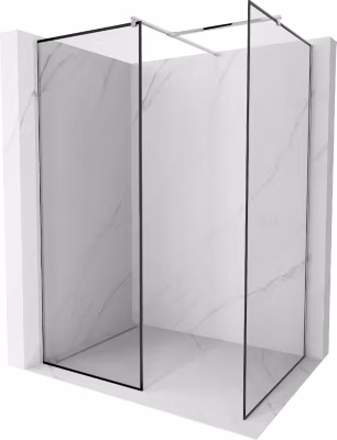 Mexen Kioto paroi de douche Walk-in 120 x 120 cm, cadre noir, chromé – 800-120-202-01-70-120