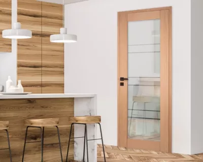 Bloc porte bois Cassiopeia 730 gauche 1 vitrage chêne européen huisserie de 92