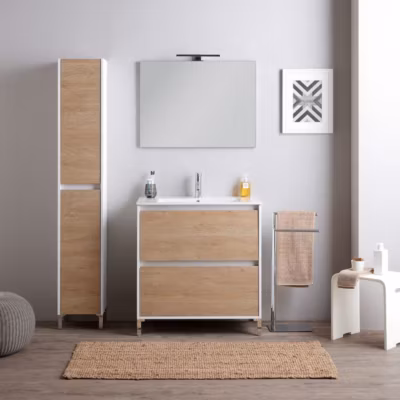 Meuble Avec Lavabo Au Sol 100 Cm Chêne – Laguna