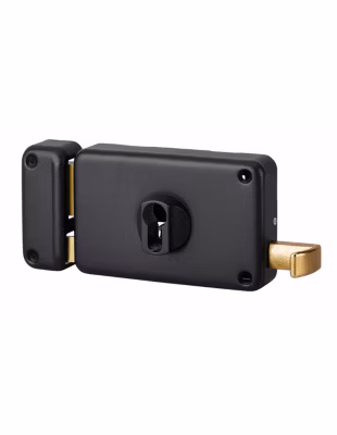 Boitier de serrure horizontale en applique double entrée à tirage pour entrée, gauche, axe 60mm, 140x88mm, noir – THIRARD