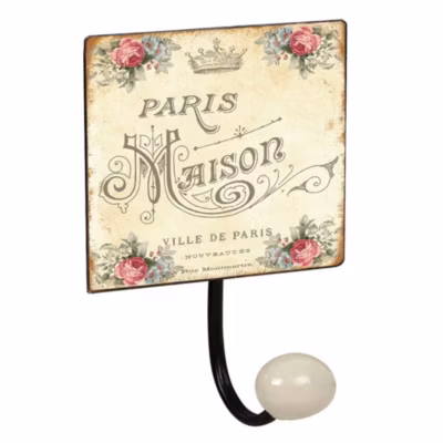 Portemanteau mur Vintage patère en porcelaine PARIS Retro 100x155MM
