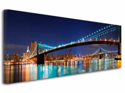 DECLINA, Tableau toile imprimée, Tableau toile photo panoramique Brooklyn Bridge, 150×60 cm