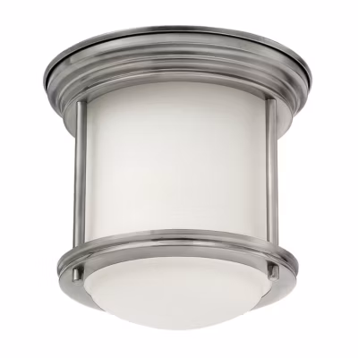 Hadrian Hinkley 1 Lumière Plafonnier Nickel Antique avec Verre Opale IP44