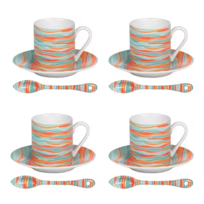 Coffret de 4 tasses de 10 cl / sous tasses Alizée + cuillère assorties
