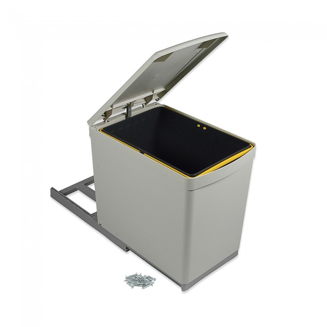 Poubelle de tri sélectif – couvercle automatique – 1 bac de 16 litres EMUCA