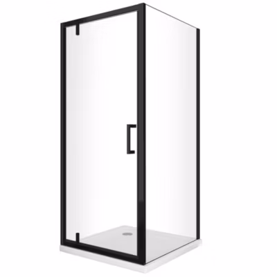 Douche avec paroi fixe et porte roto-translante 8 mm H200 noir mat 100 (98-100) FIXE x PORTE 85 (82-85)