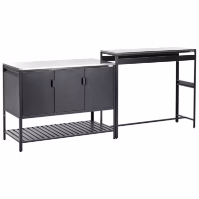 Ensemble de cuisine d&rsquo;extérieur 2 pièces avec table de bar MAENZA Métal Noir