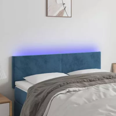 vidaXL Tête de Lit à LED Meuble de Chambre à Coucher Accessoire de Lit Double Tête de Cadre de Lit Intérieur Bleu Foncé 3121384