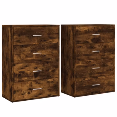 Buffets 2 pcs chêne fumé 60x31x84 cm bois d&rsquo;ingénierie vidaXL