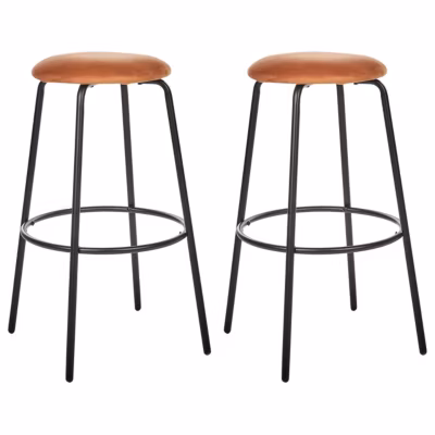 Lot de 2 tabourets de bar MORTON Velours Orange