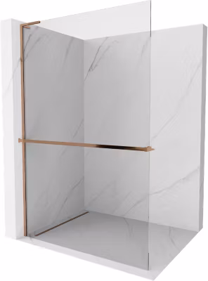 Mexen Kioto+ L paroi de douche avec étagère Walk-in 70 x 200 cm, transparent, or rose – 800-070-123-60-00