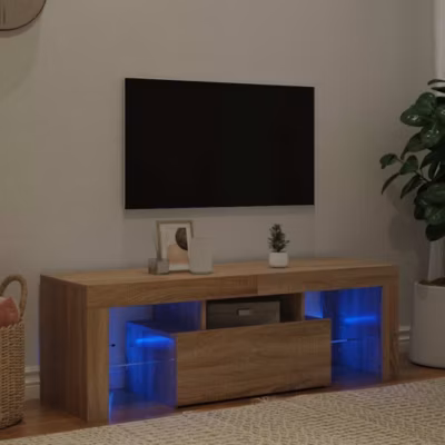 Meuble TV avec LED-Banc TV-Meuble Télé avec lumière LED chêne sonoma 120x35x40 cm vidaXL 159734