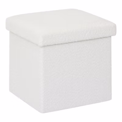 Pouf pliable Mix&rsquo;n modul 31×31 cm bouclette blanche – Beige- 5five