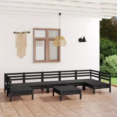 vidaXL Bois de Pin Massif Salon de Jardin 8 pcs Mobilier de Patio Meubles d&rsquo;Extérieur Mobilier de Jardin Ensemble de Meubles 30834
